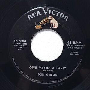 Don Gibson ~ 45 Record ~ Give Myself A Party / Look Who's Blue VG+ Country